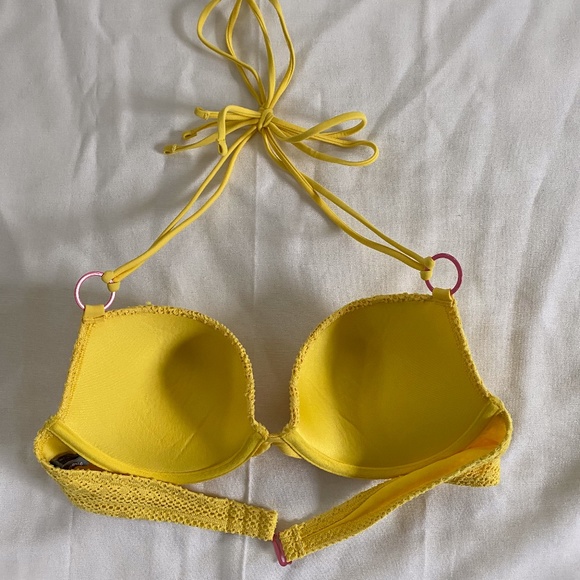 Aerie American Eagle Yellow Mesh Bikini Top 34B - Picture 3 of 8